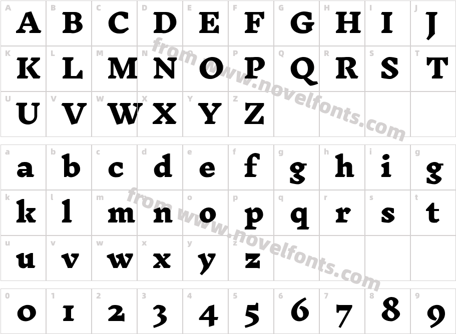 Inknut Antiqua BlackCharacter Map