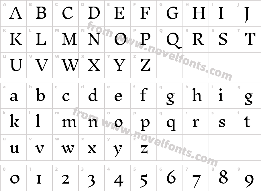 Inknut Antiqua LightCharacter Map