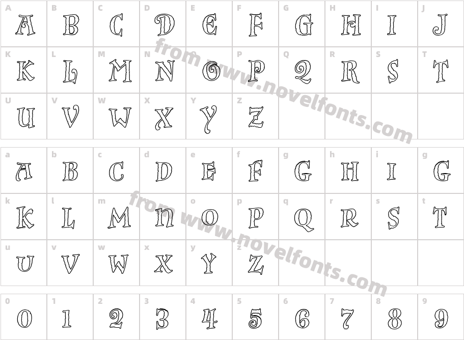 InkpotFitcapsOutlineCharacter Map