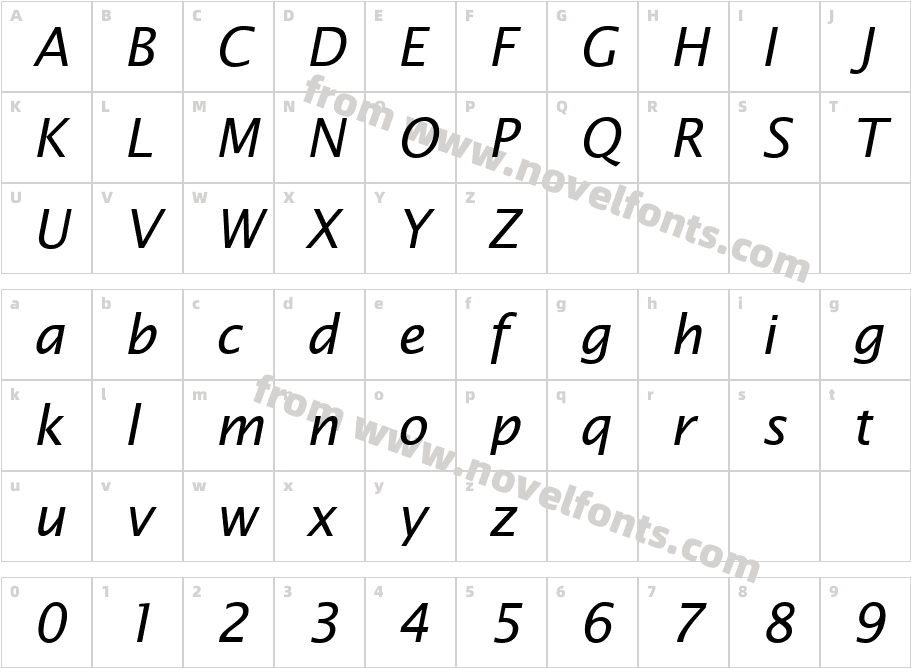 Insight Sans SSi ItalicCharacter Map