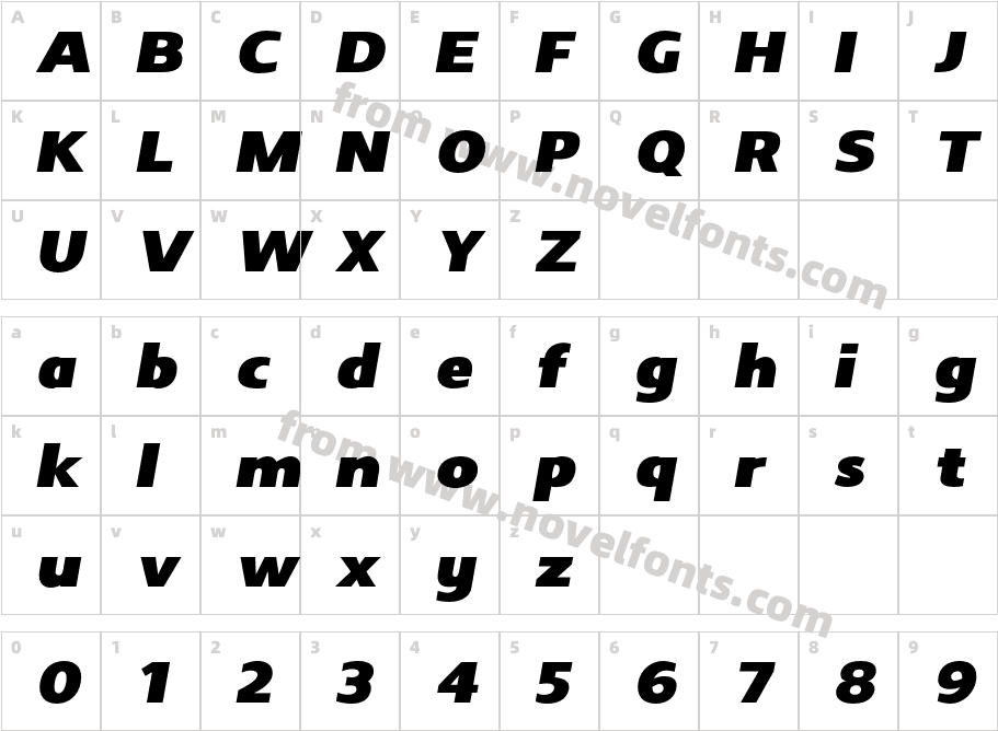 Insolent ItalicCharacter Map