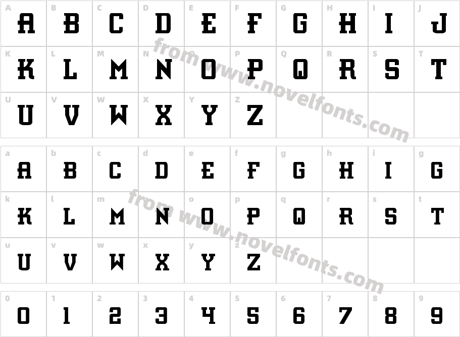 Interceptor CondensedCharacter Map