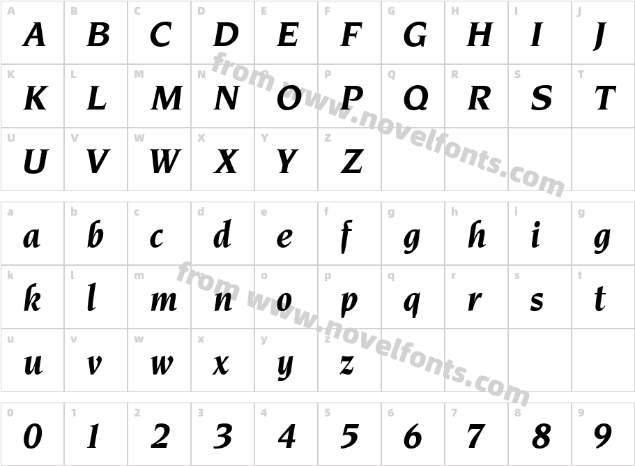 Intrepid Bold Italic RegularCharacter Map