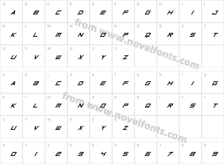 Inversionz Unboxed ItalicCharacter Map