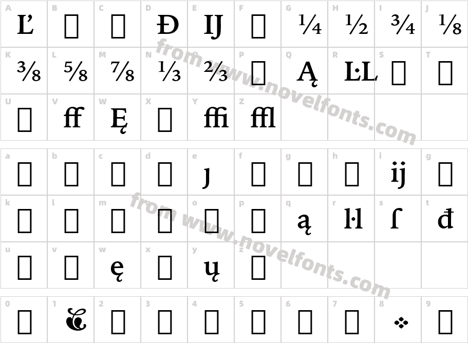 IowanOldSt Ext BT Bold ExtensionCharacter Map