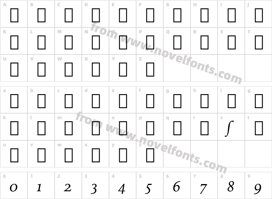 Iowan Old St It Alt BT Italic AlternateCharacter Map