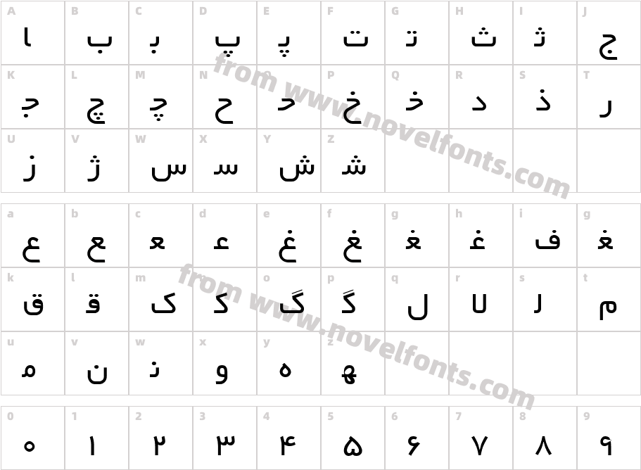 Irnafont_10Character Map