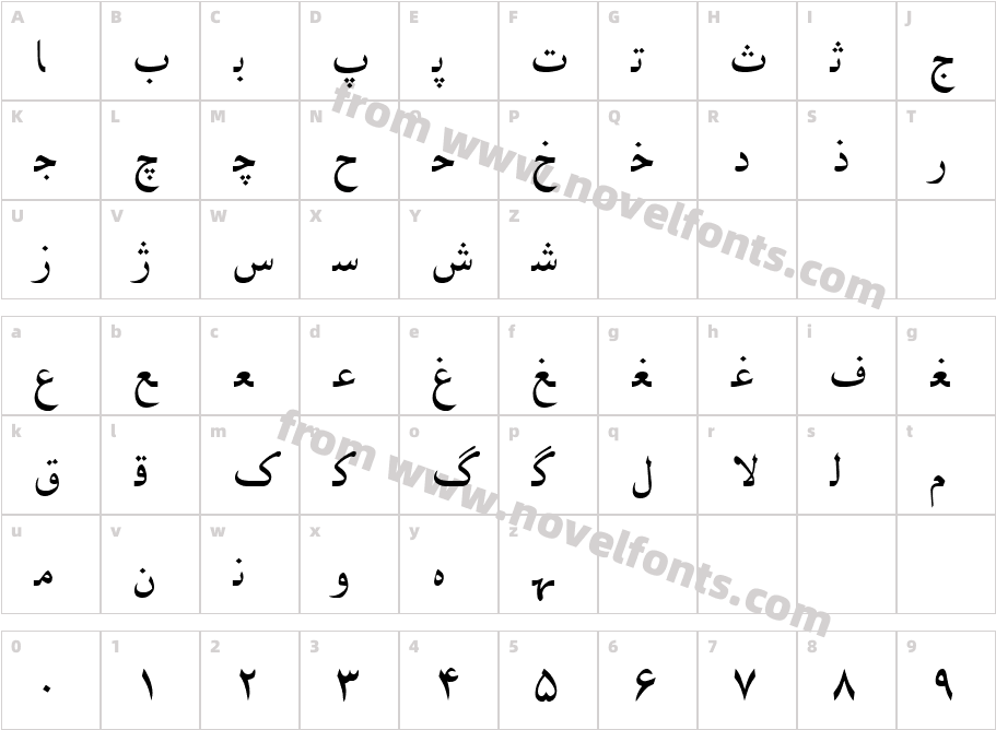 Irnafont_4Character Map