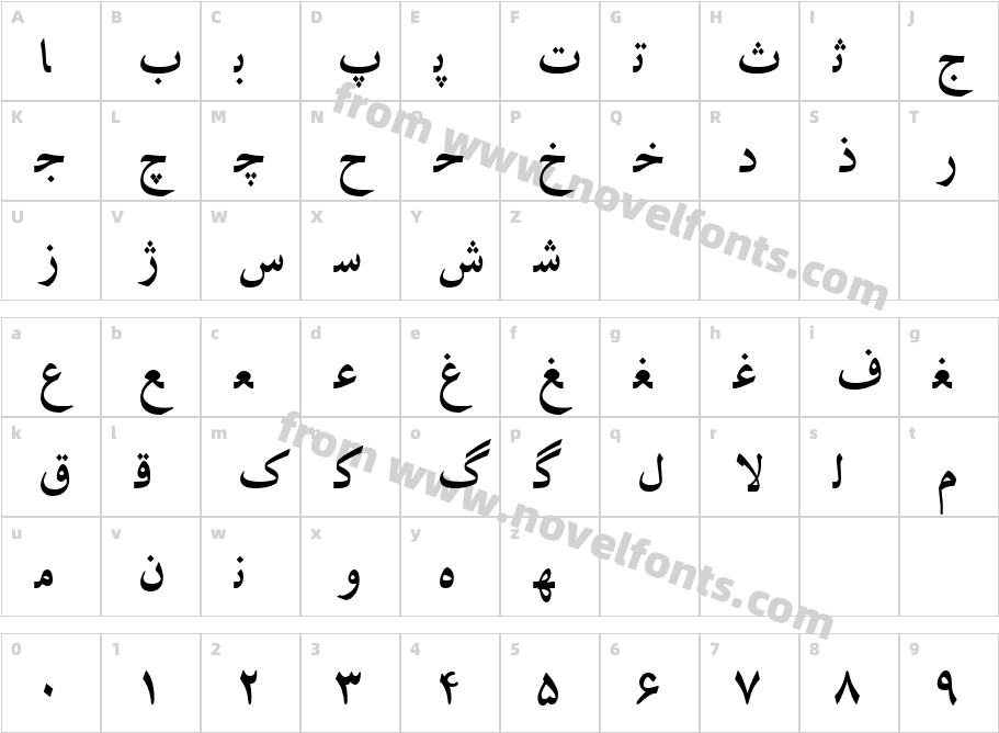 Irnafont_6Character Map