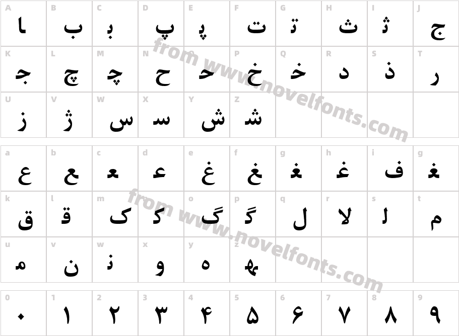 Irnafont_7Character Map