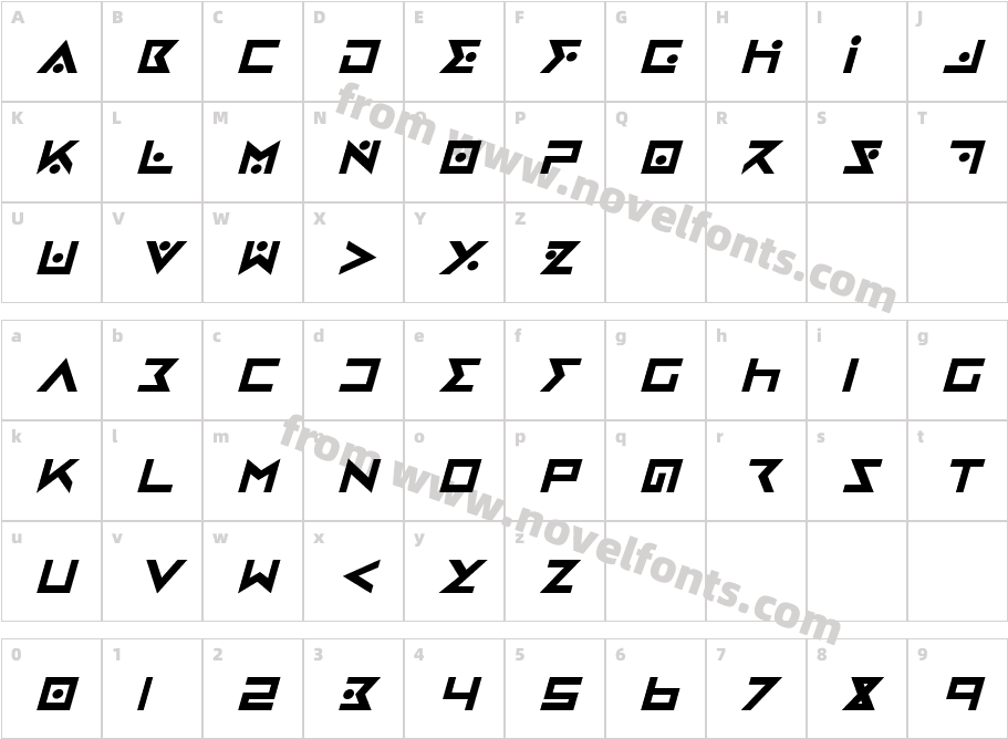 Iron Cobra Bold ItalicCharacter Map