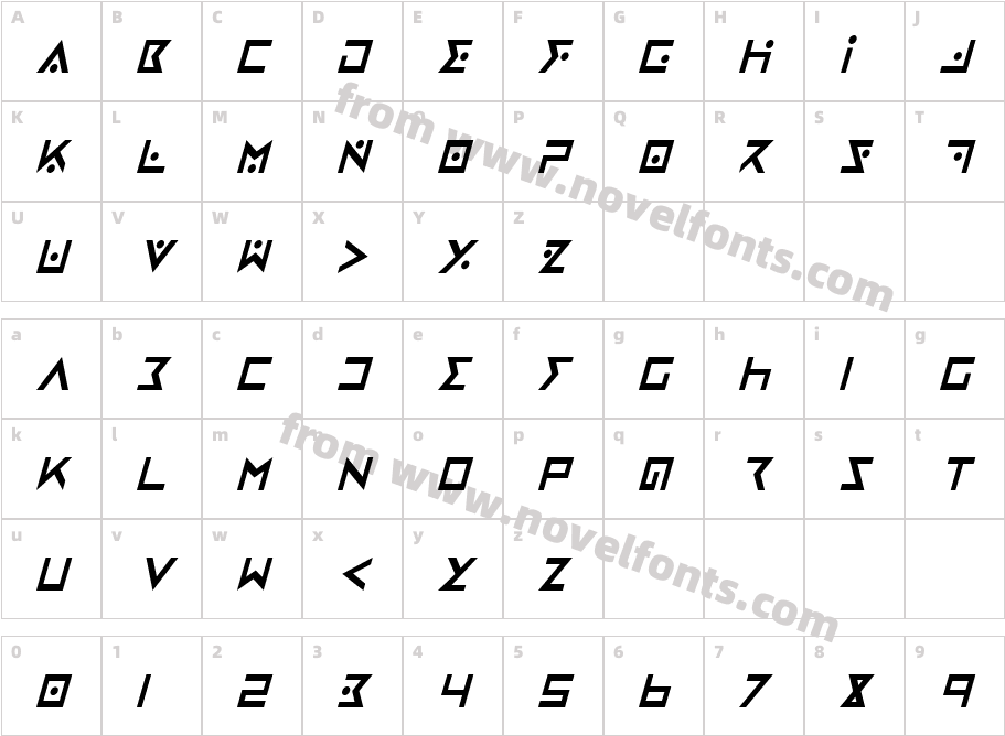 Iron Cobra Condensed ItalicCharacter Map