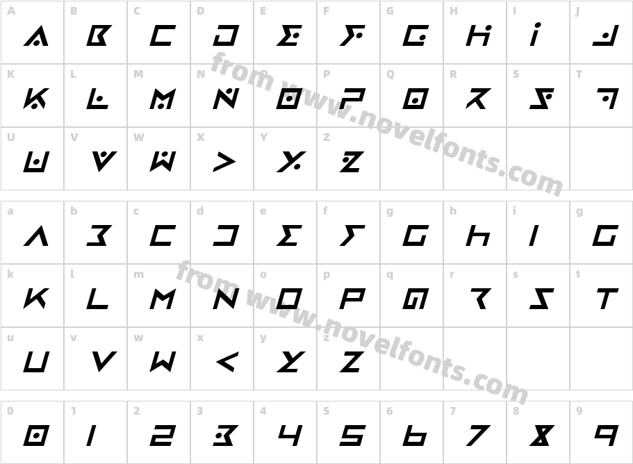 Iron Cobra ItalicCharacter Map