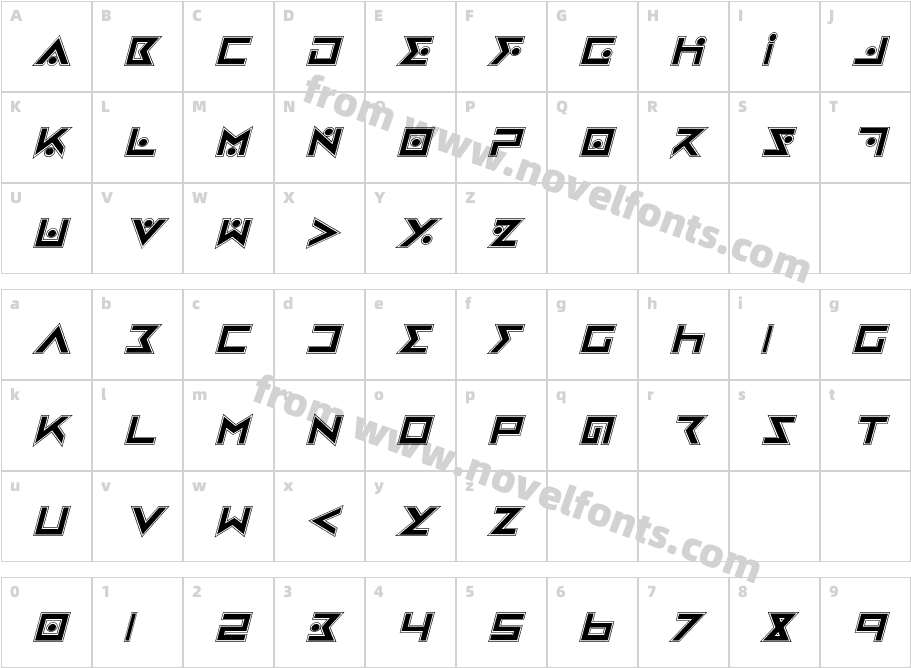 Iron Cobra Pro ItalicCharacter Map