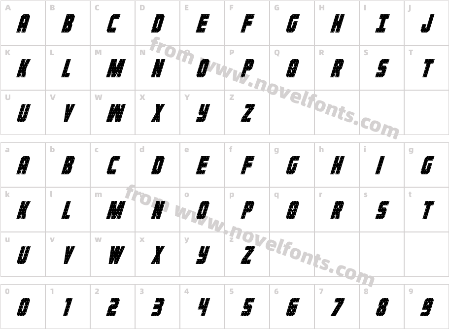 Iron Forge Condensed ItalicCharacter Map