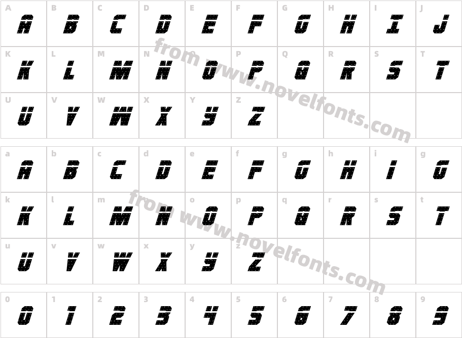 Iron Forge Laser ItalicCharacter Map