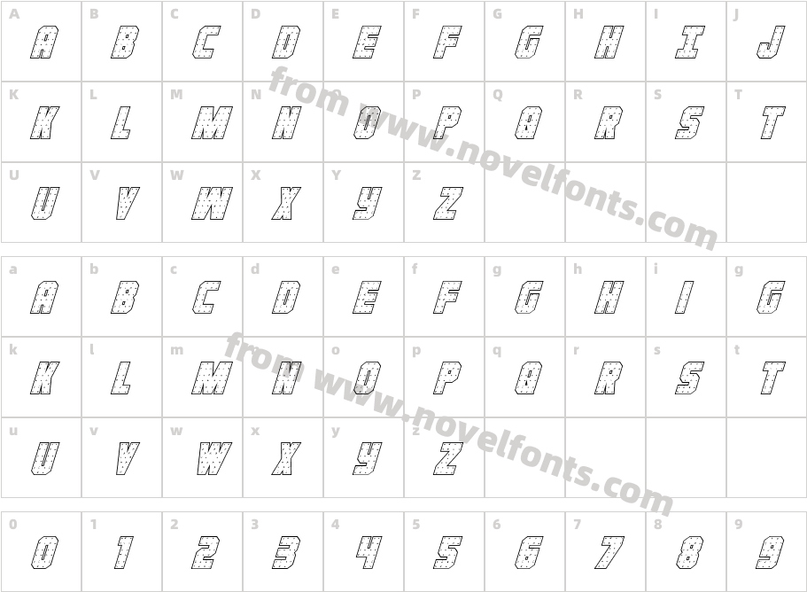 Iron Forge Outline ItalicCharacter Map