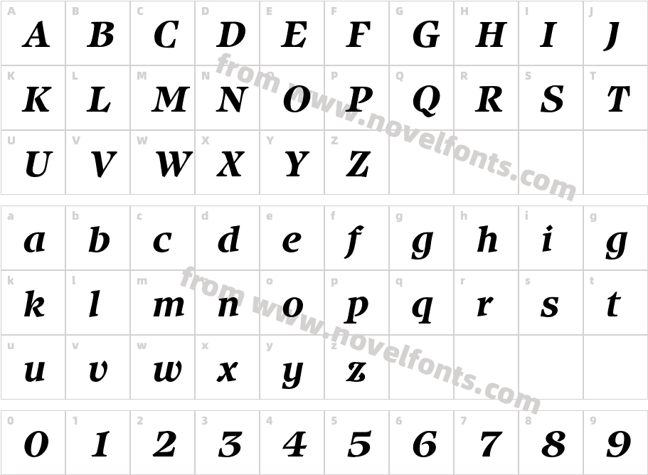 Isbell CG Bold ItalicCharacter Map