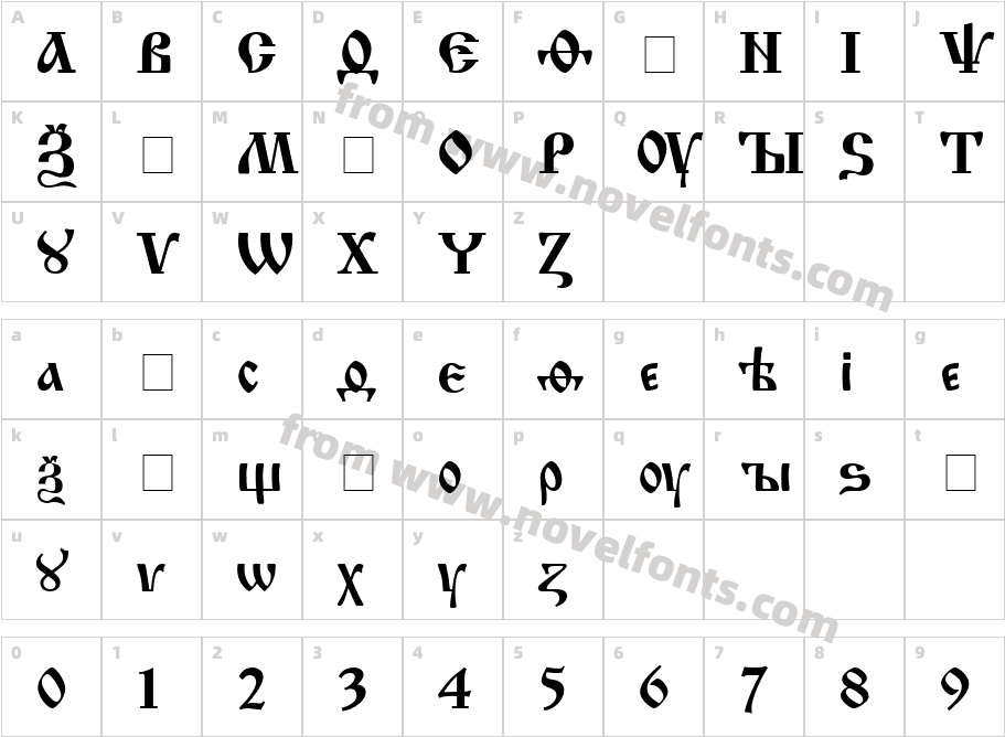 IzhitsaCCharacter Map