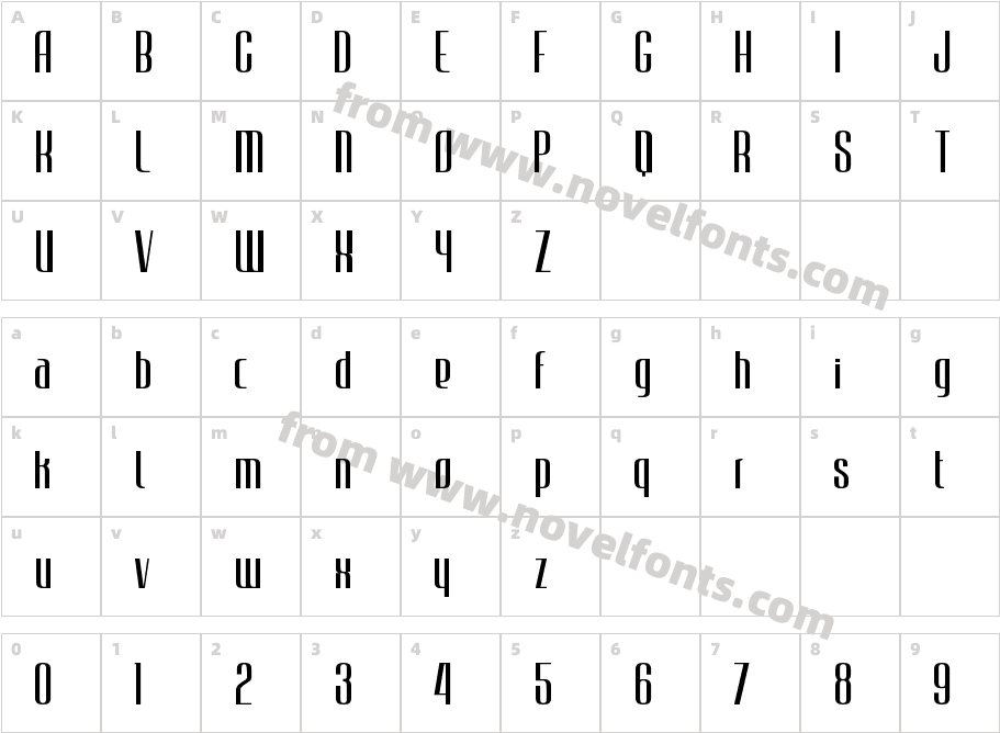 JECR Font LightCharacter Map