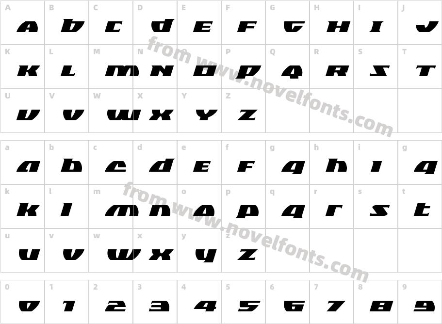 Black Bishop Expanded ItalicCharacter Map