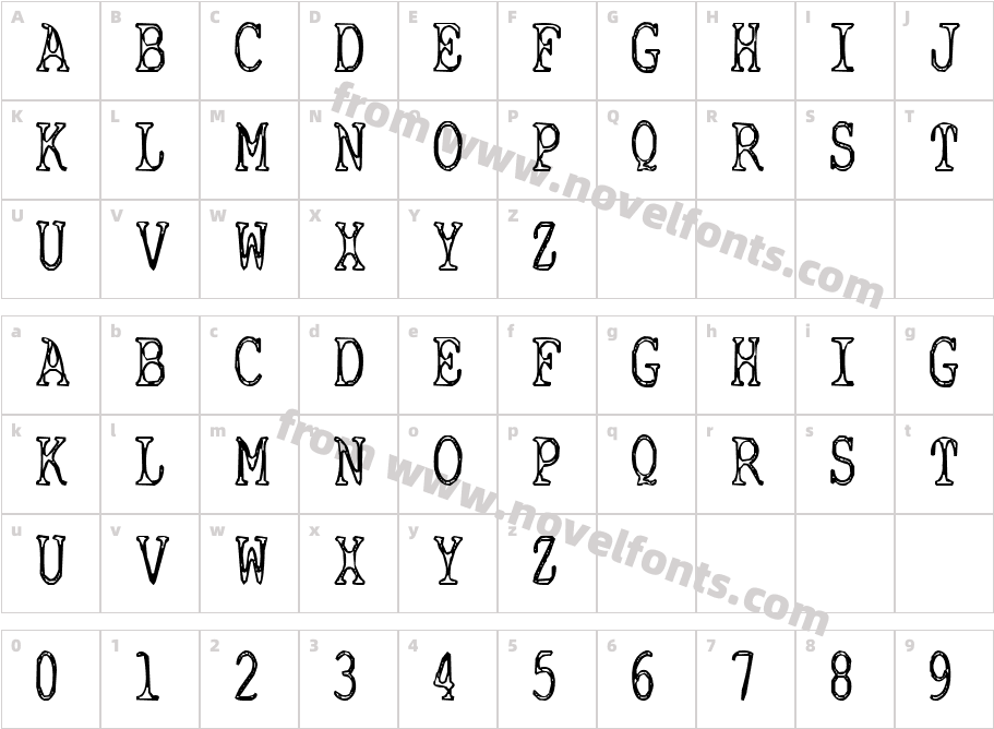 JI NarialCharacter Map