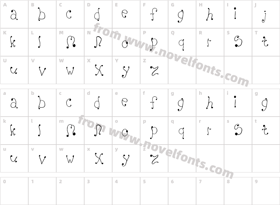 JI PlumedCharacter Map