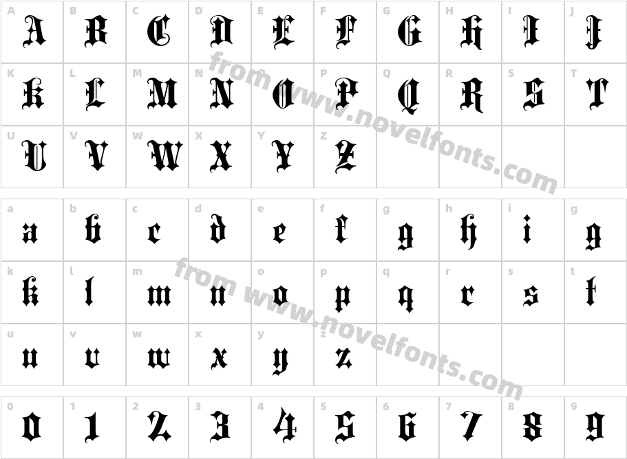 Blackletter ExtraBoldCharacter Map