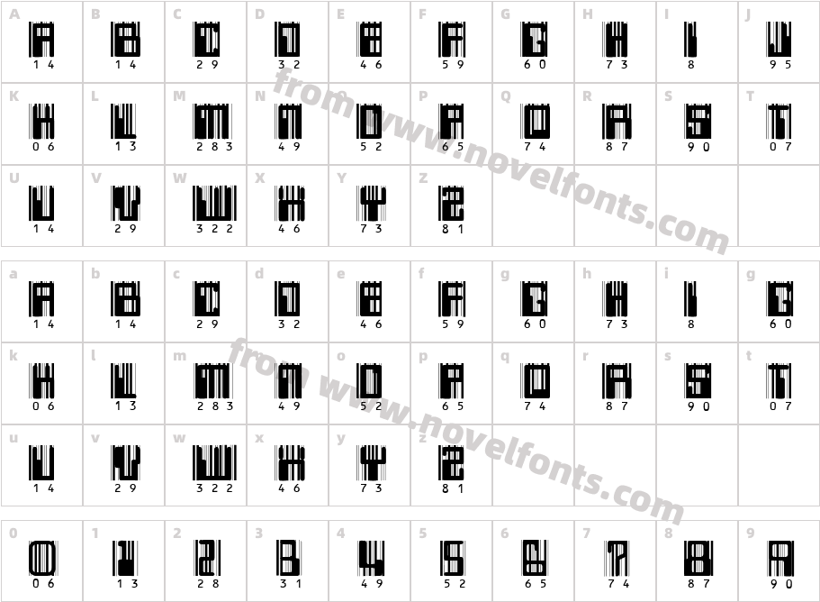 JI SlipedCharacter Map