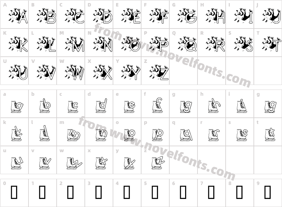 JNK ICESKATECharacter Map