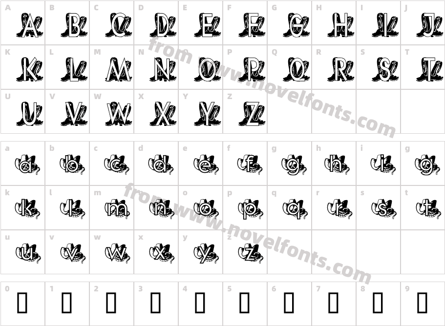 JNKCOWBOYCharacter Map