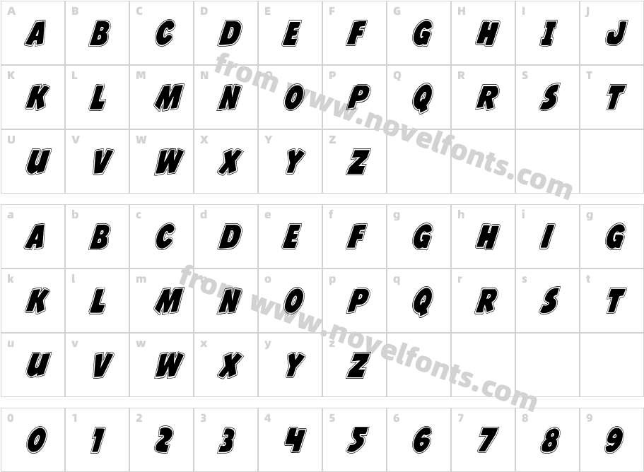 Jack's Candlestick Academy CondensedCharacter Map