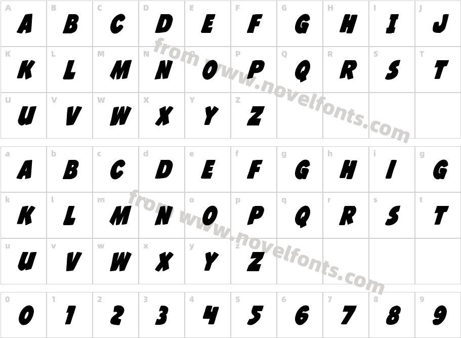 Jack's Candlestick Bold CondensedCharacter Map