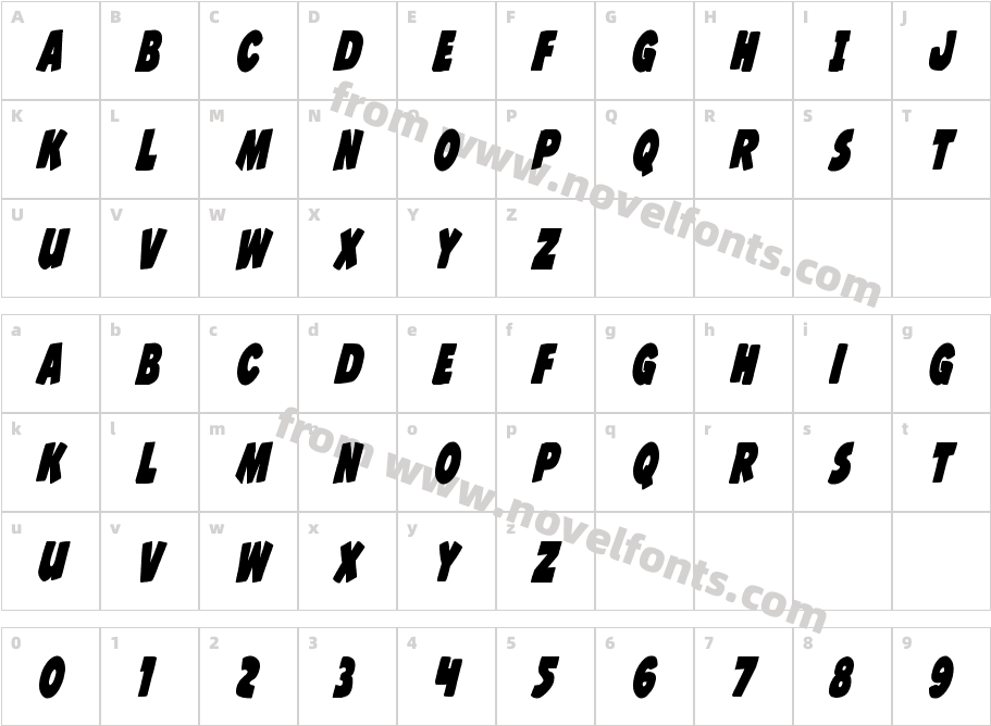 Jack's Candlestick Bold Extra-condensedCharacter Map