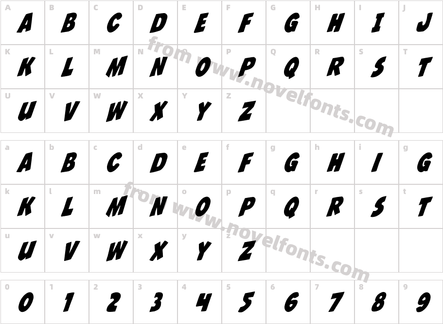 Jack's Candlestick Condensed RotalicCharacter Map