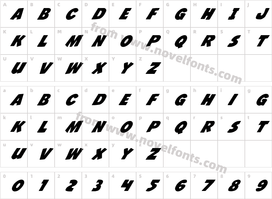 Jack's Candlestick ItalicCharacter Map