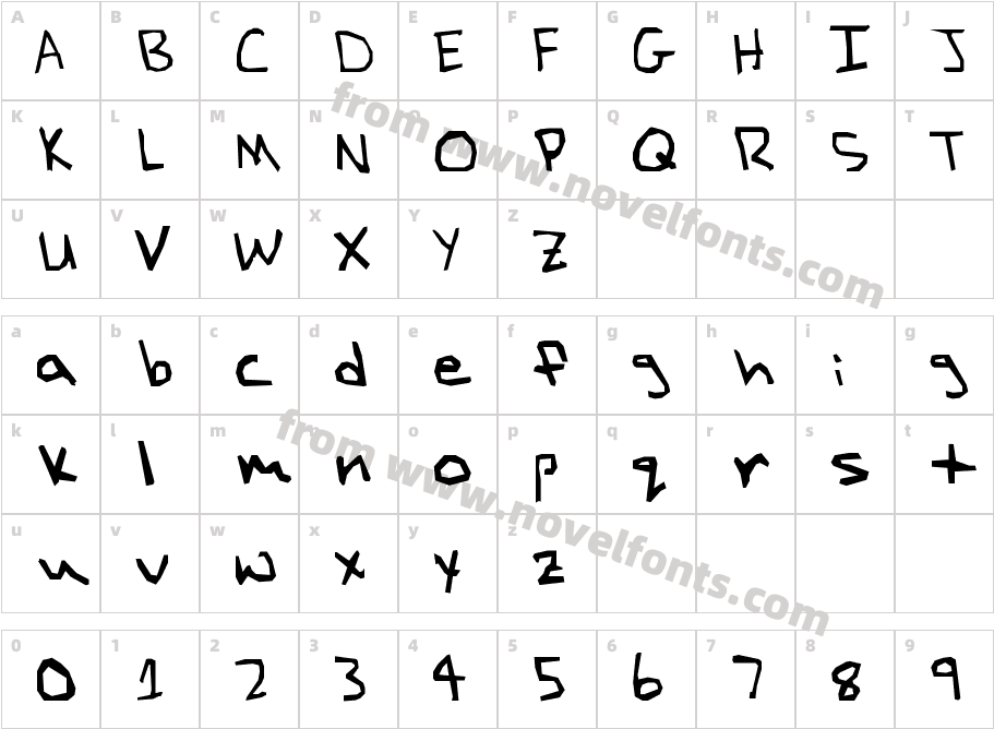 Jack's HandwritingCharacter Map