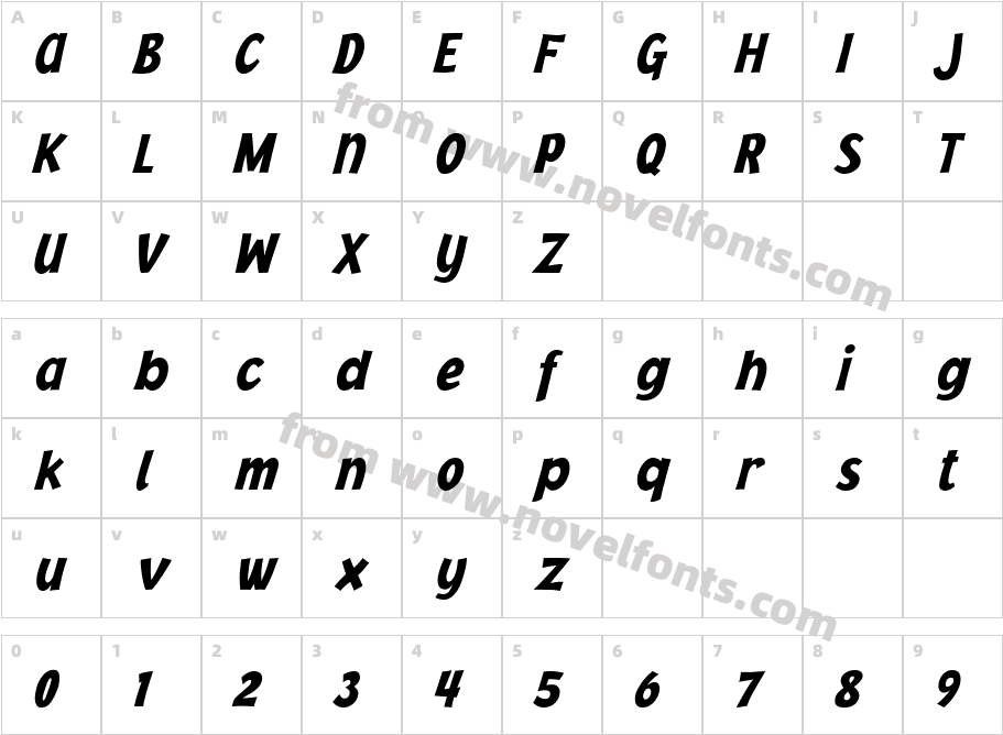 Jacoby Cond ICG Black ItalicCharacter Map