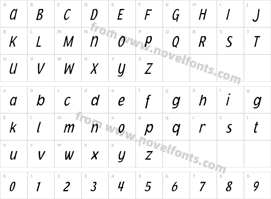 Jacoby Cond ICG Light ItalicCharacter Map