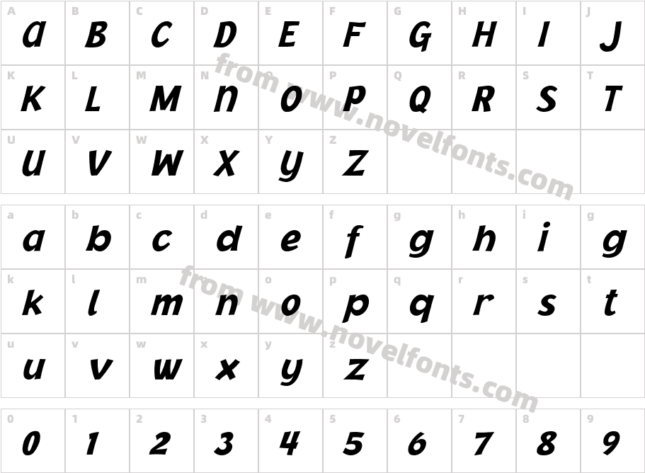 Jacoby ICG Black ItalicCharacter Map