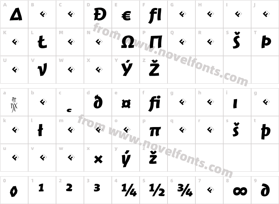 Jambono Bold ExpertCharacter Map