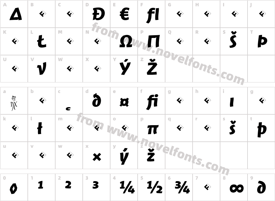 JambonoTF Bold ExpertCharacter Map