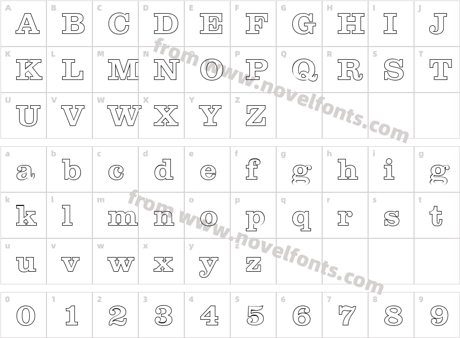 James Becker Outline BoldCharacter Map