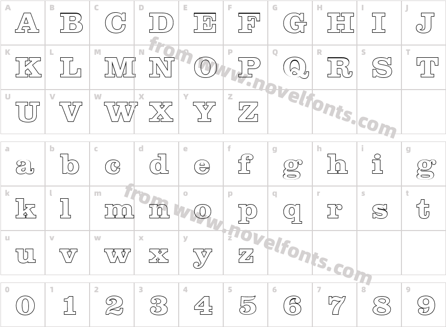 James Becker Outline Extra Bold RegularCharacter Map