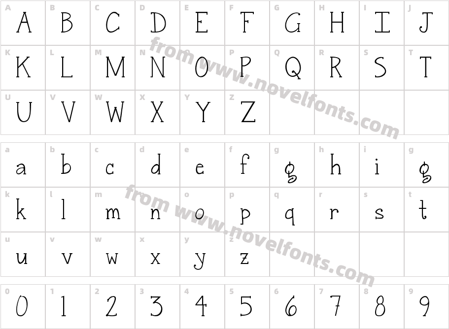 Janda Snickerdoodle SerifCharacter Map