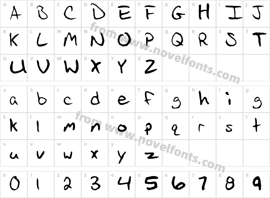 Jason's HandwritingCharacter Map