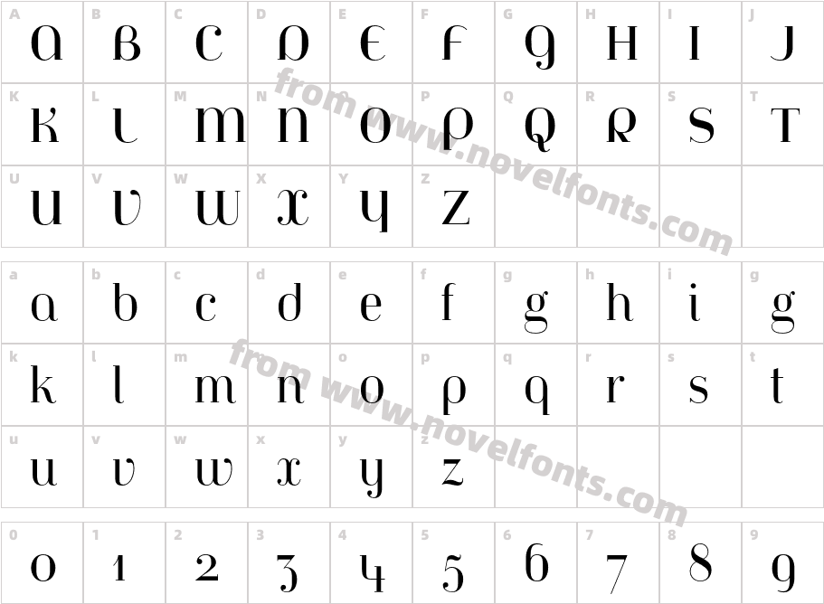 Jeanne ModernoOT RomanCharacter Map