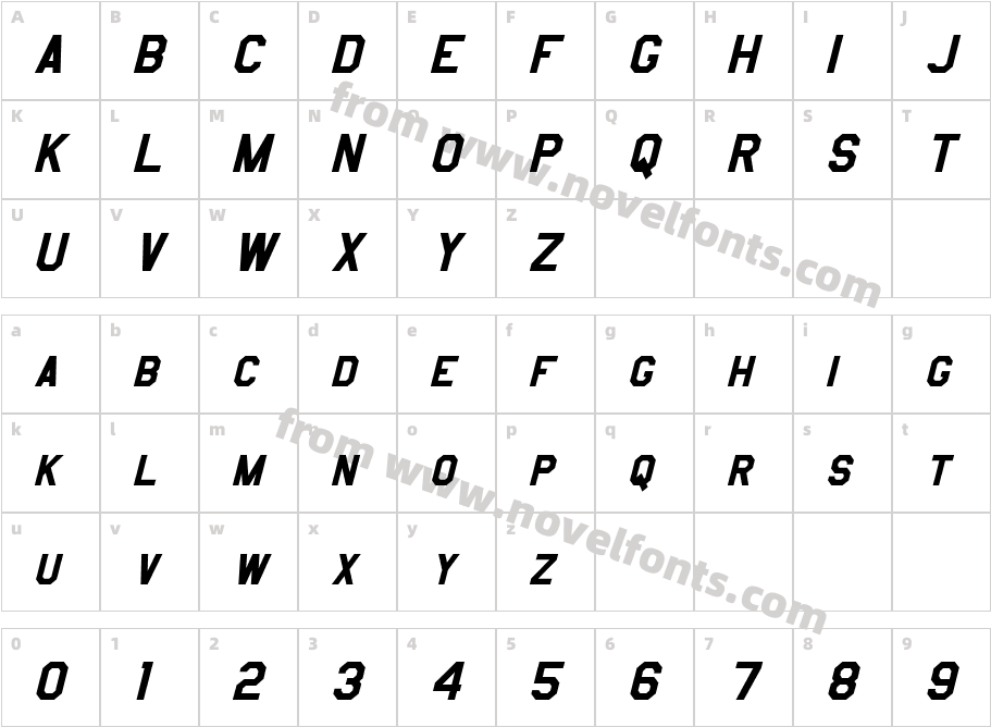 Jefferies Bold ItalicCharacter Map