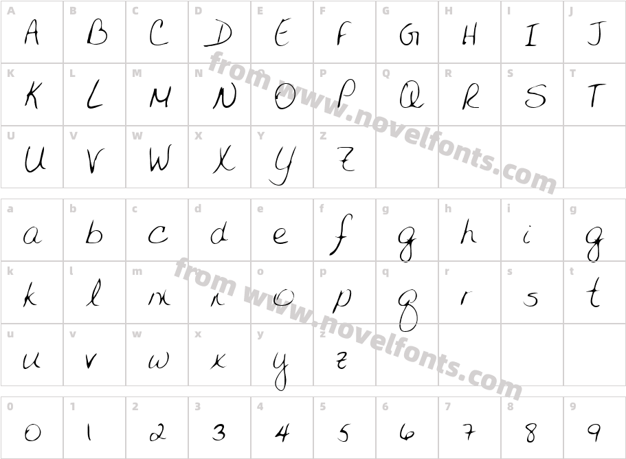 Jessica RegularCharacter Map