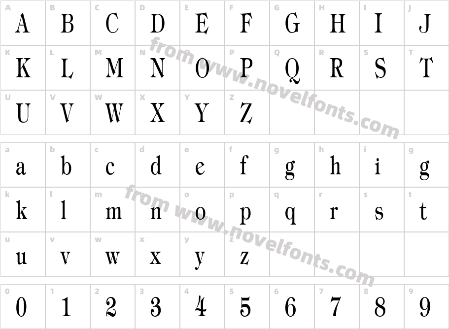 Jewel Condensed RegularSWFTECharacter Map